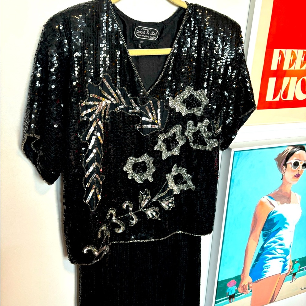 Vintage 2 Piece Sequined Beaded Set